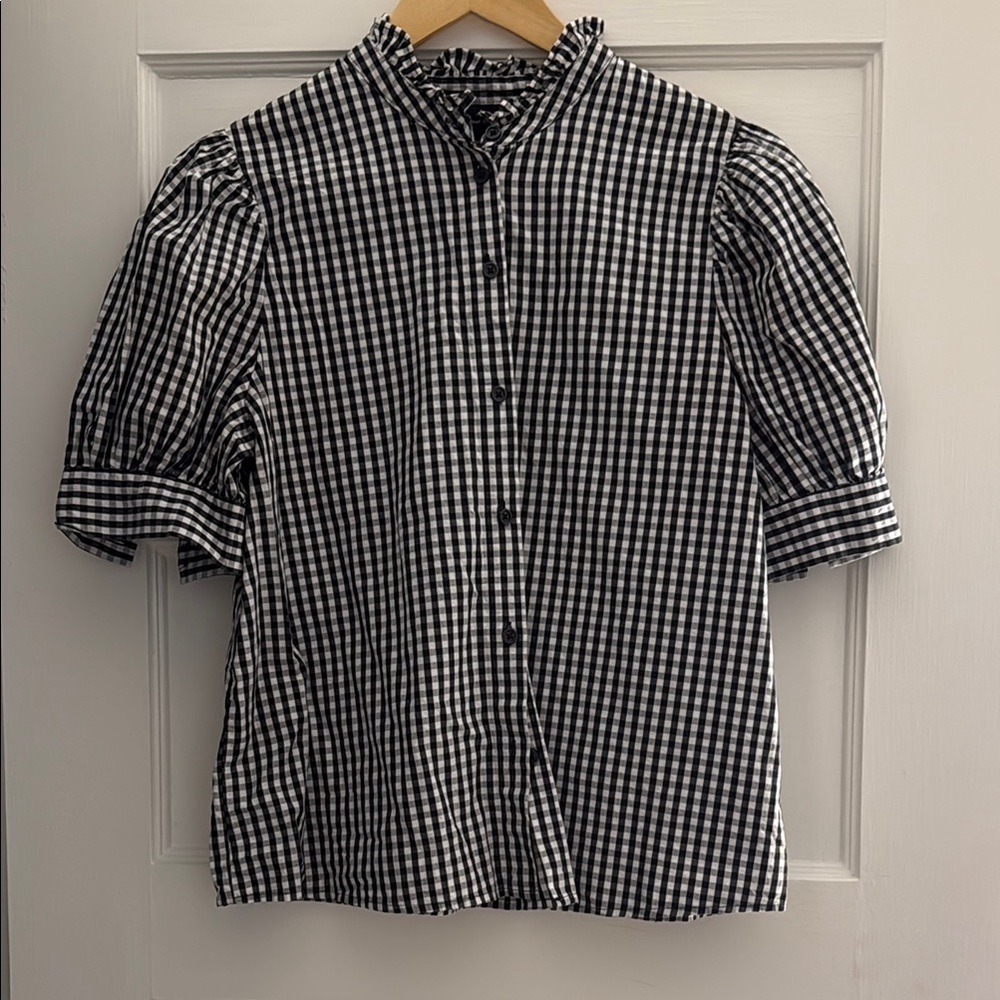 Who What Wear Black and White Casual Button Down Shirt